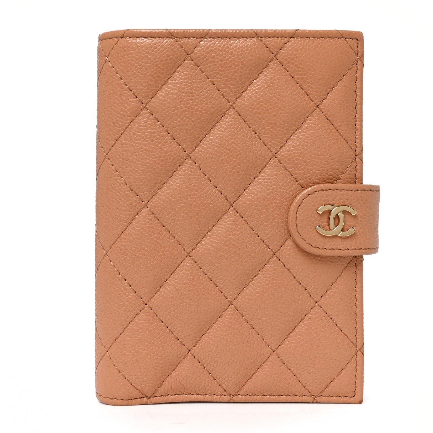 Chanel Caviar Quilted Passport Holder Dark Beige