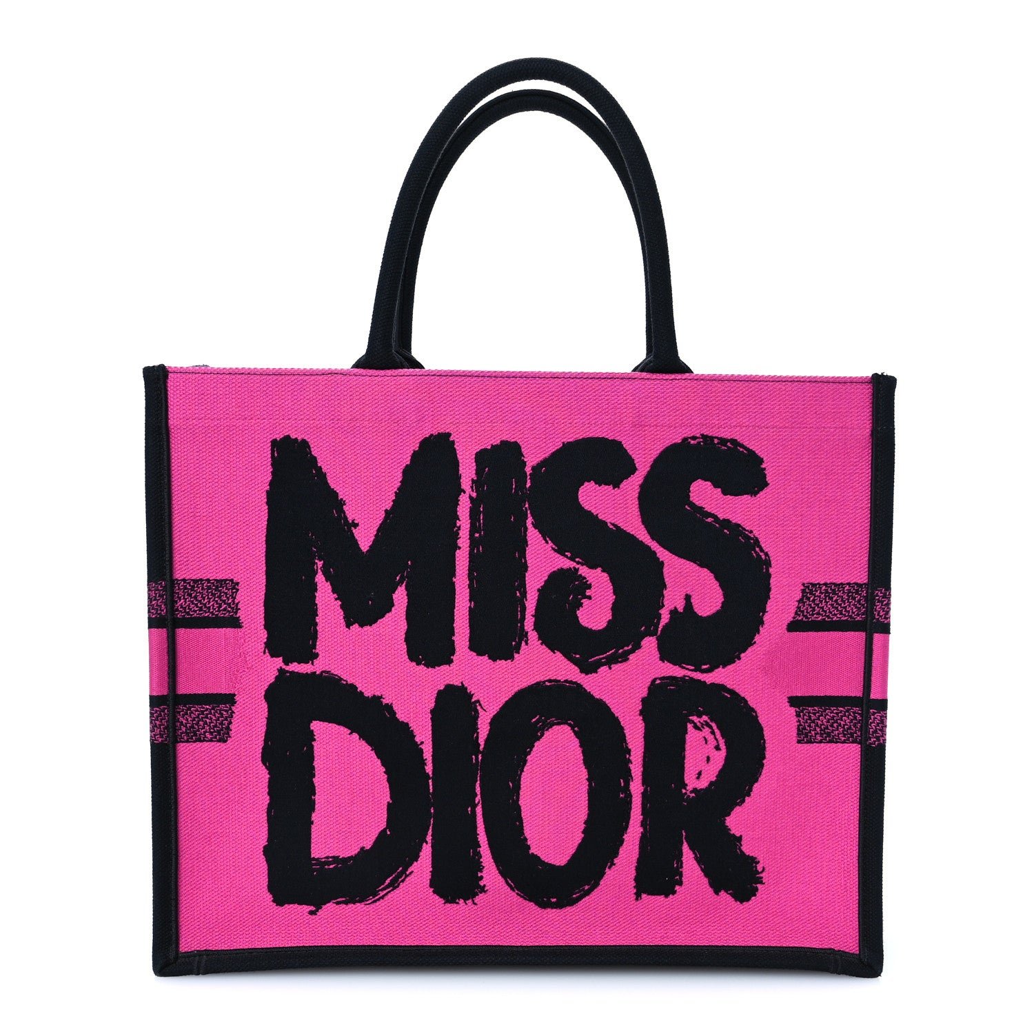 Christian Dior Canvas Embroidered Large Miss Dior Graffiti Book Tote Fuchsia Purple
