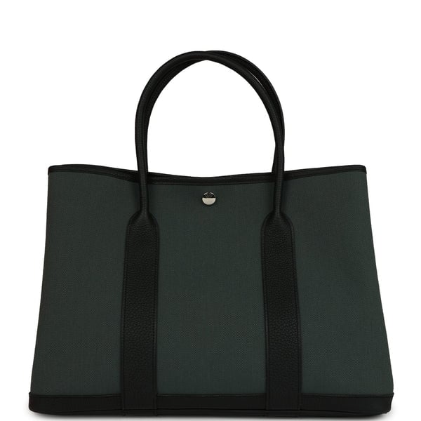 Hermes Hermes Garden Party 36 Vert Mangrove Toile H and Black Negonda Palladium Hardware