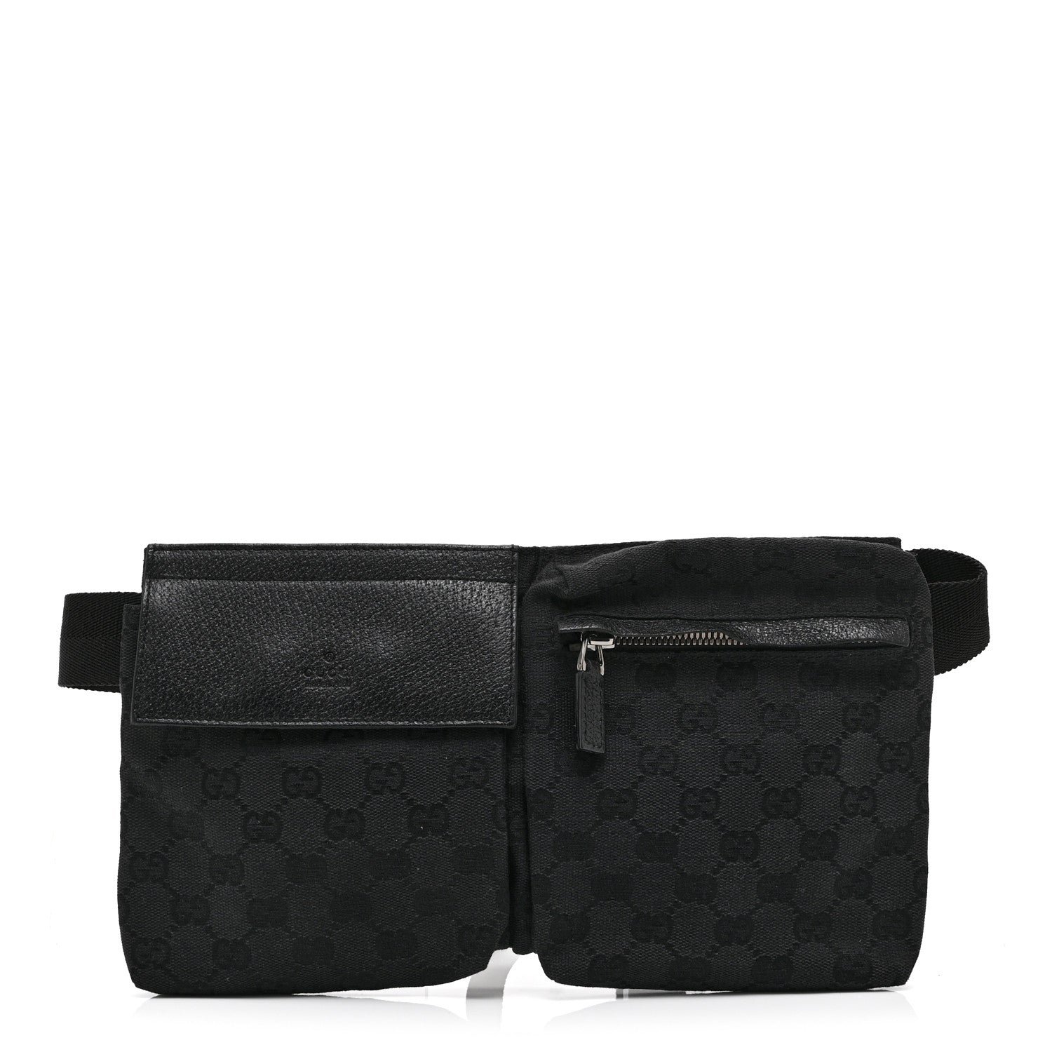 Gucci GG Monogram Double Pocket Belt Bag Black