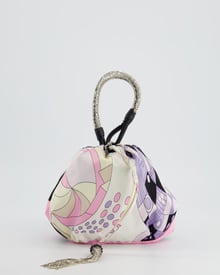 Emilio Pucci Emilio Pucci Pink Satin Pouch Tassel Bag with Chain Mail Leather Handle Detail