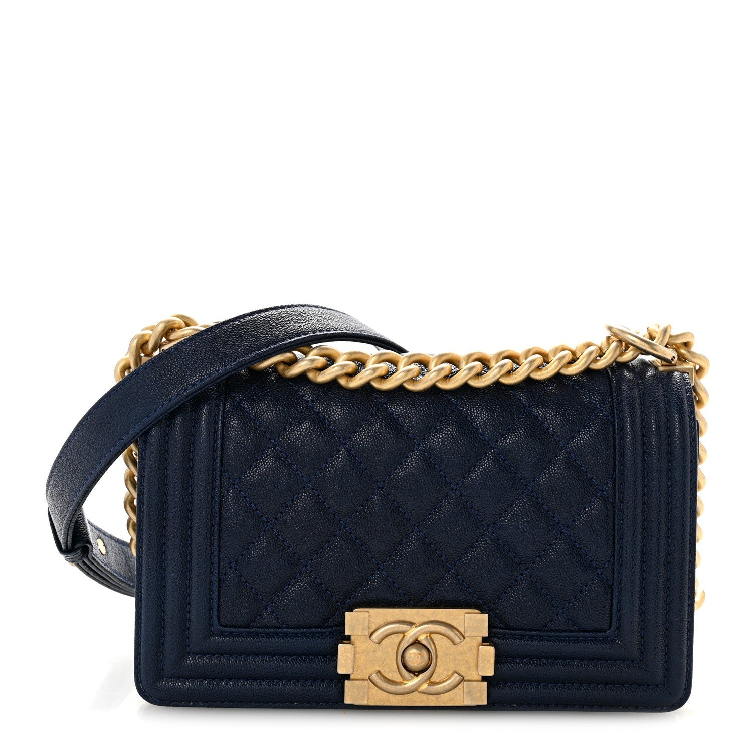 Chanel Caviar Quilted Small Boy Flap Navy