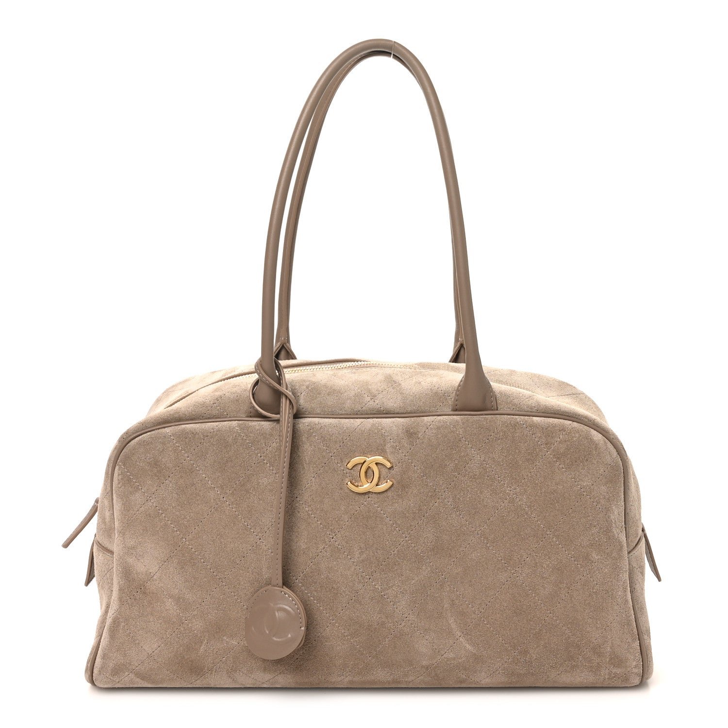 Chanel Suede Calfskin Large Perfect Bowling Bag Grey
