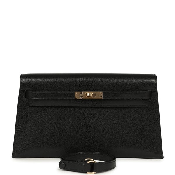 Hermes Hermes Kelly Elan Black Chevre Chamkila Permabrass Hardware
