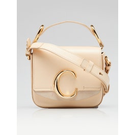 Chloe Chloe Beige Calfskin Leather Mini C Shoulder Bag