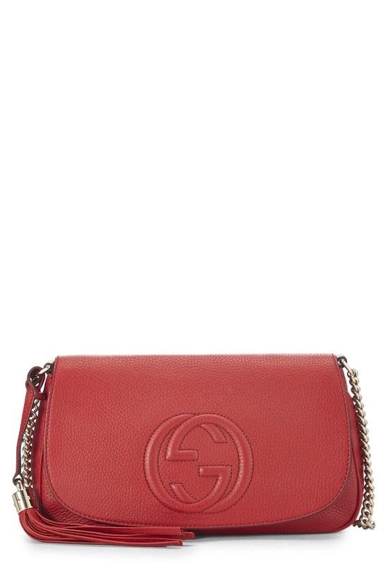 Red Grained Leather Soho Chain Flap Crossbody