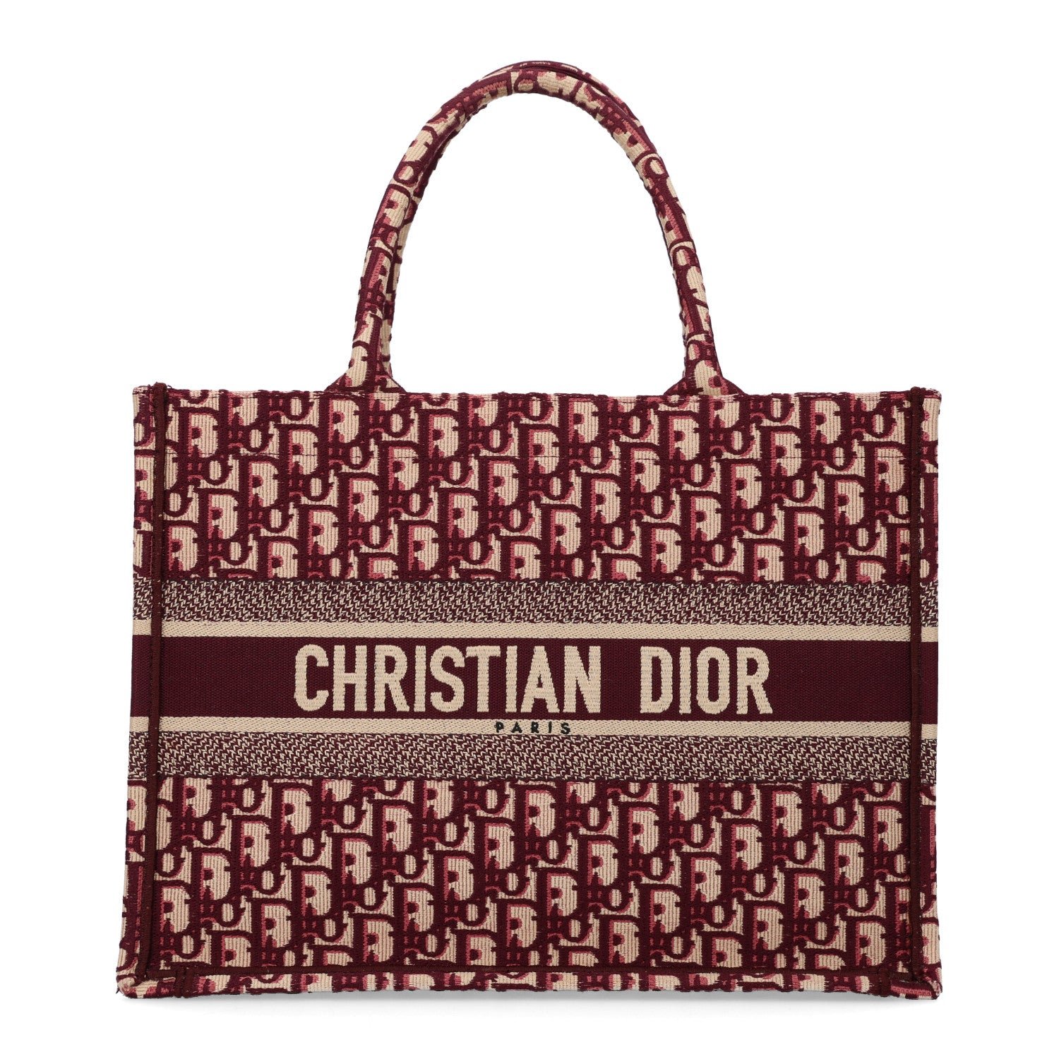Dior Christian Dior Oblique Medium Book Tote Burgundy Multicolor