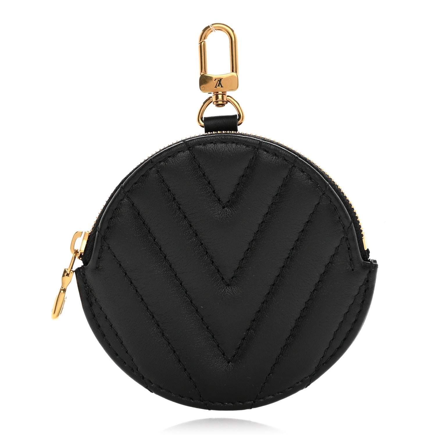 Louis Vuitton Calfskin New Wave Multi Pochette Round Coin Purse Black