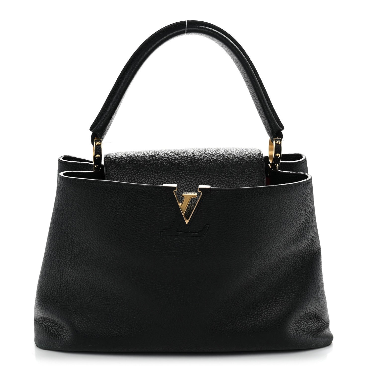 Louis Vuitton Taurillon Capucines MM Black Fuchsia