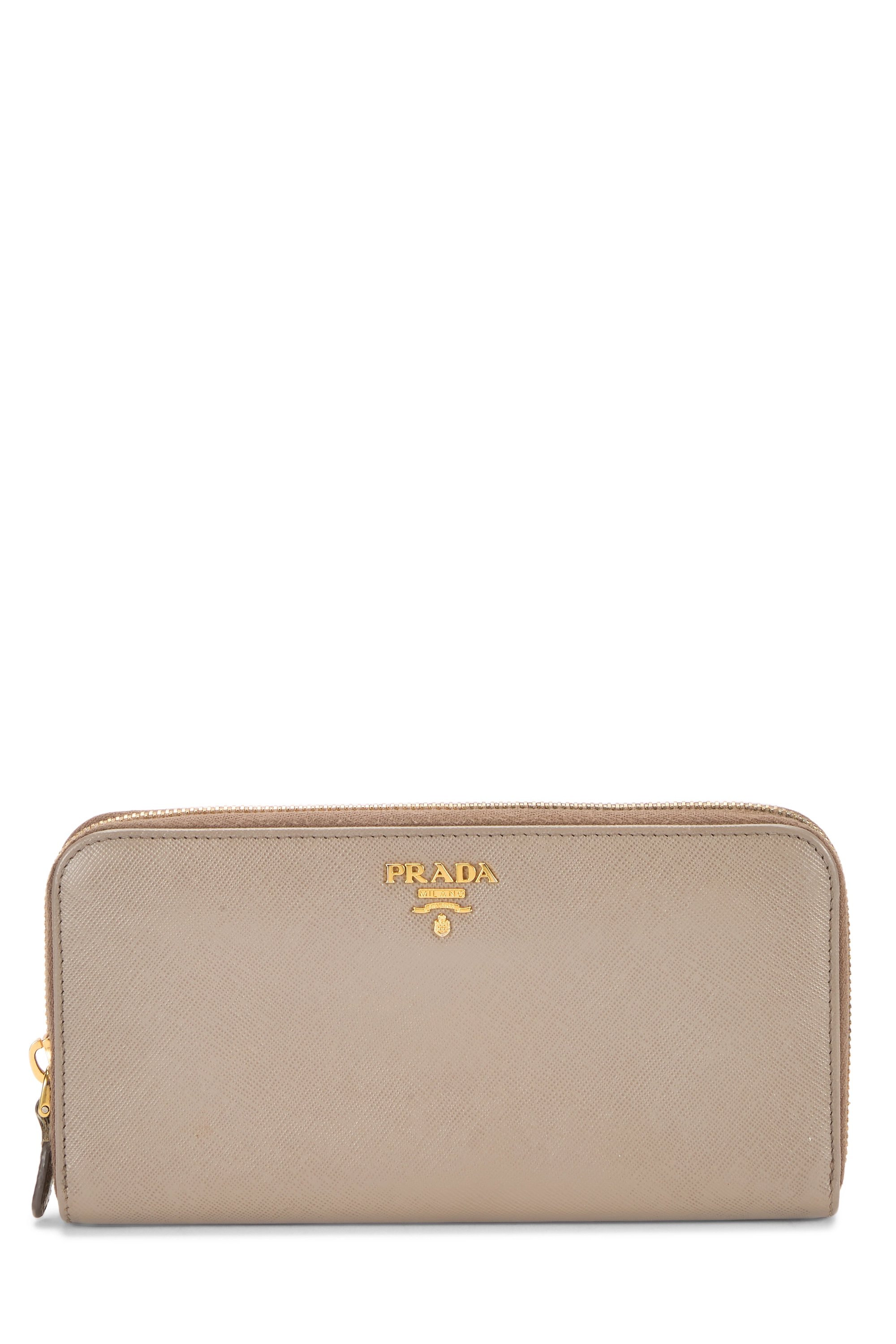 Grey Saffiano Zip Around Wallet