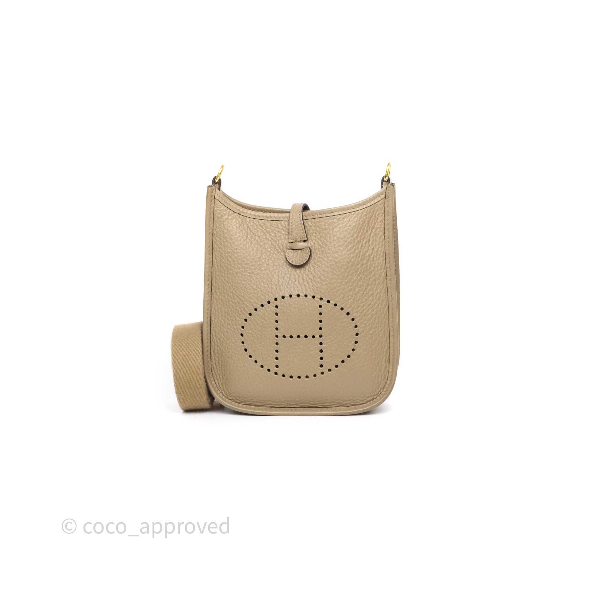 Hermès Mini Evelyne 16 Beige Marfa 8Q Clemence Gold Hardware