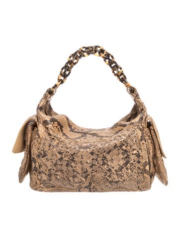 Bottega Veneta Signature Python Shoulder Bag Medium Vintage