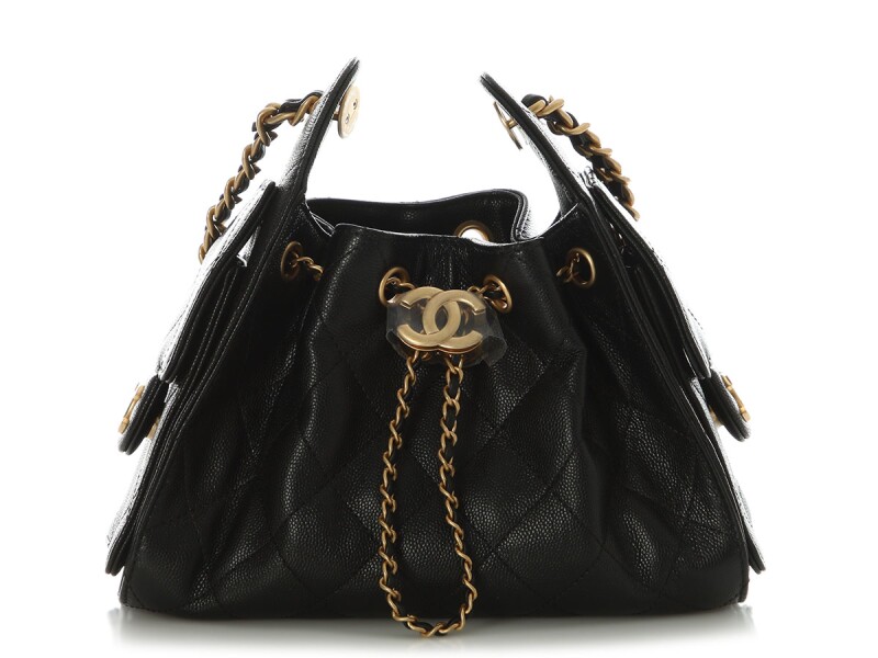 Black Quilted Caviar Mini 25 Aged Gold Hardware, 2025