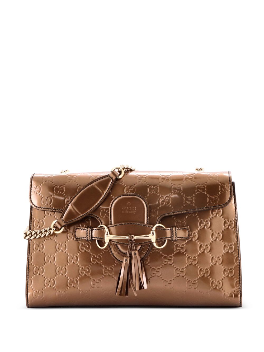 Emily Chain Flap Bag Guccissima Patent Medium shoulder bag