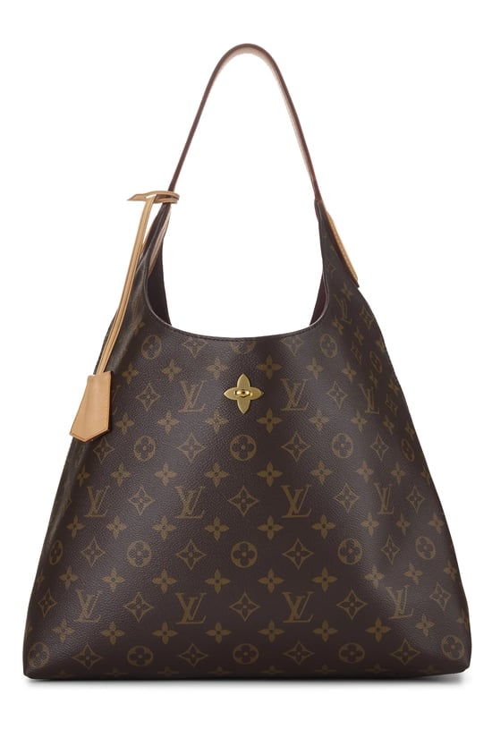Burgundy Monogram Flower Hobo