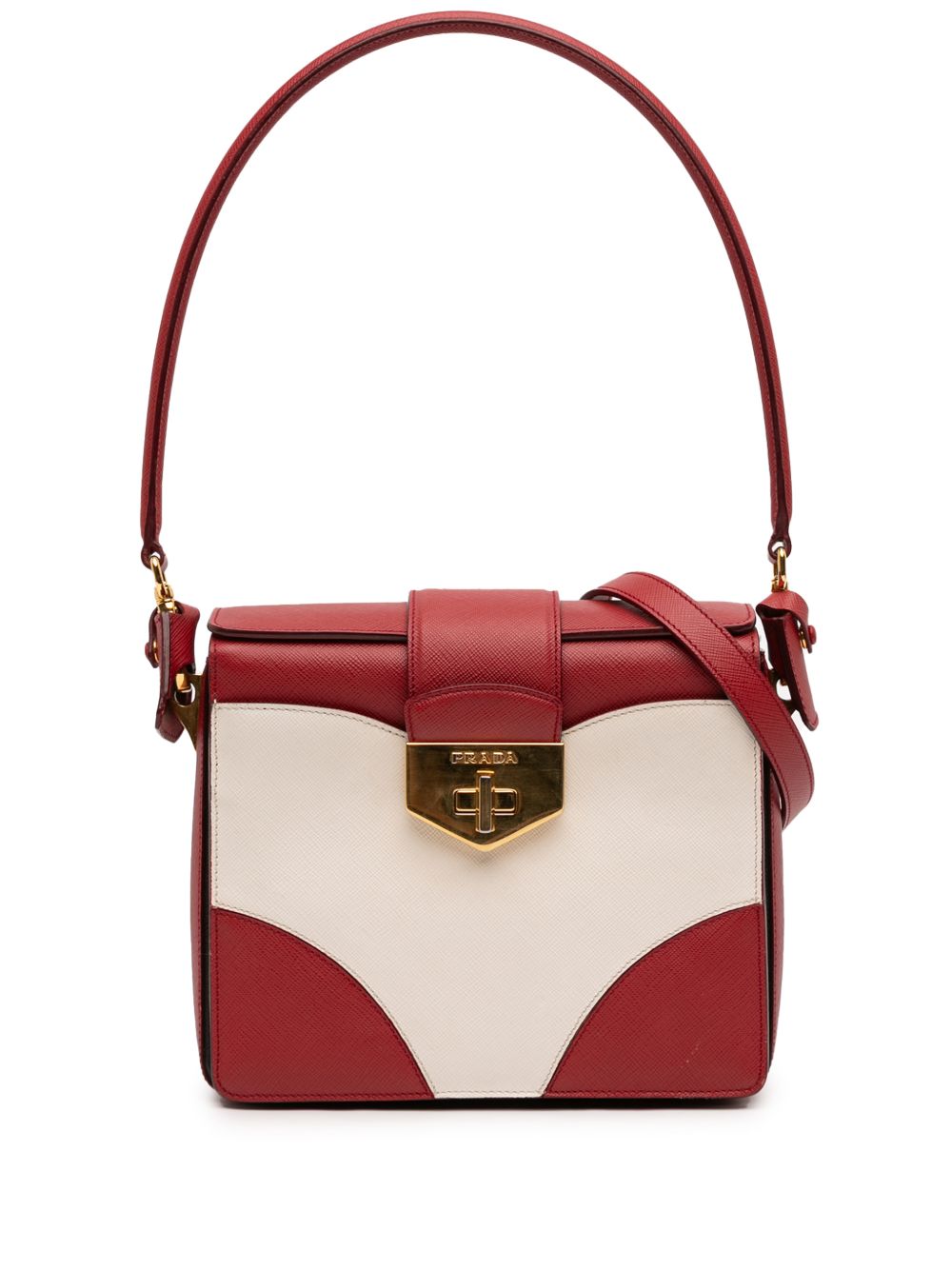 Prada 2013-2026 Bicolor Saffiano Turnlock satchel