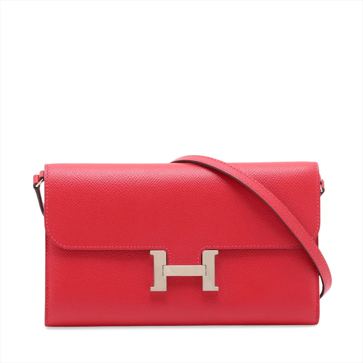 Hermès Constance Long Togo Veau Epsom Rouge de Coeur Silver Metal Fittings