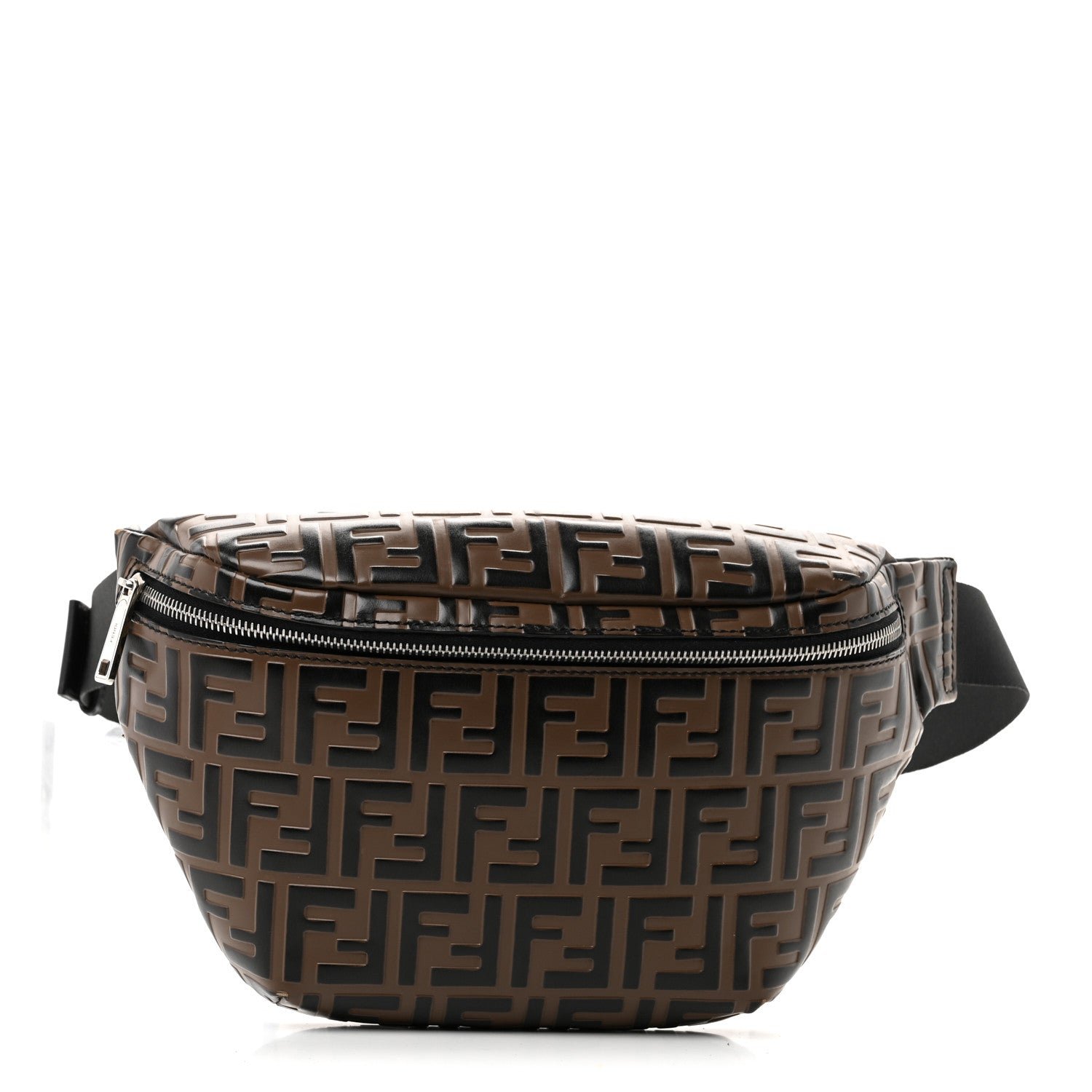 Fendi Vitello Century Bi-Color FF 1974 Embossed Belt Bag Maya Black