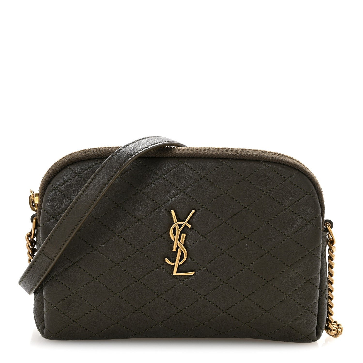 Saint Laurent Lambskin Quilted Gaby Zipped Pouch