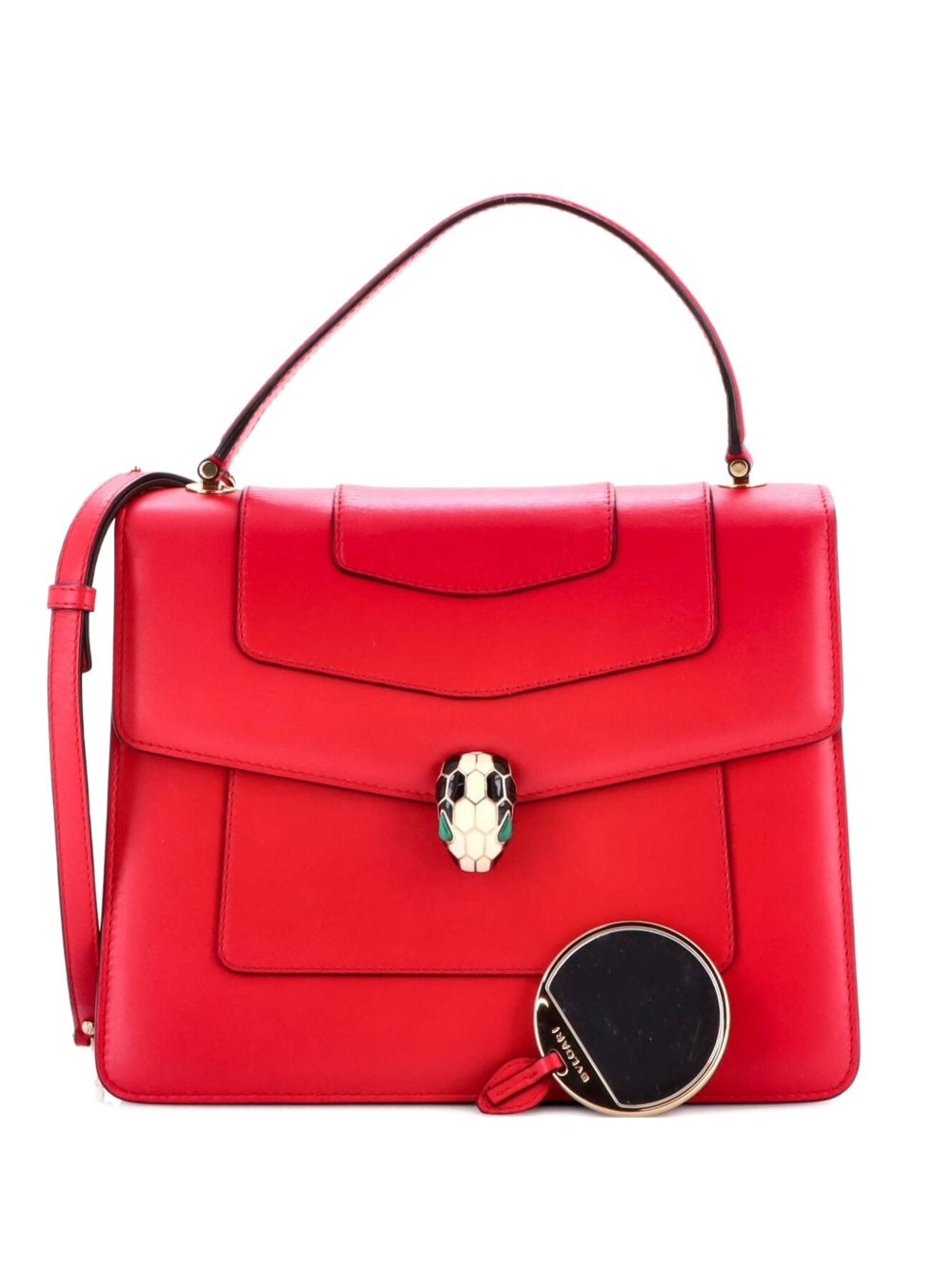 Serpenti Forever Top Handle Bag Leather Medium satchel