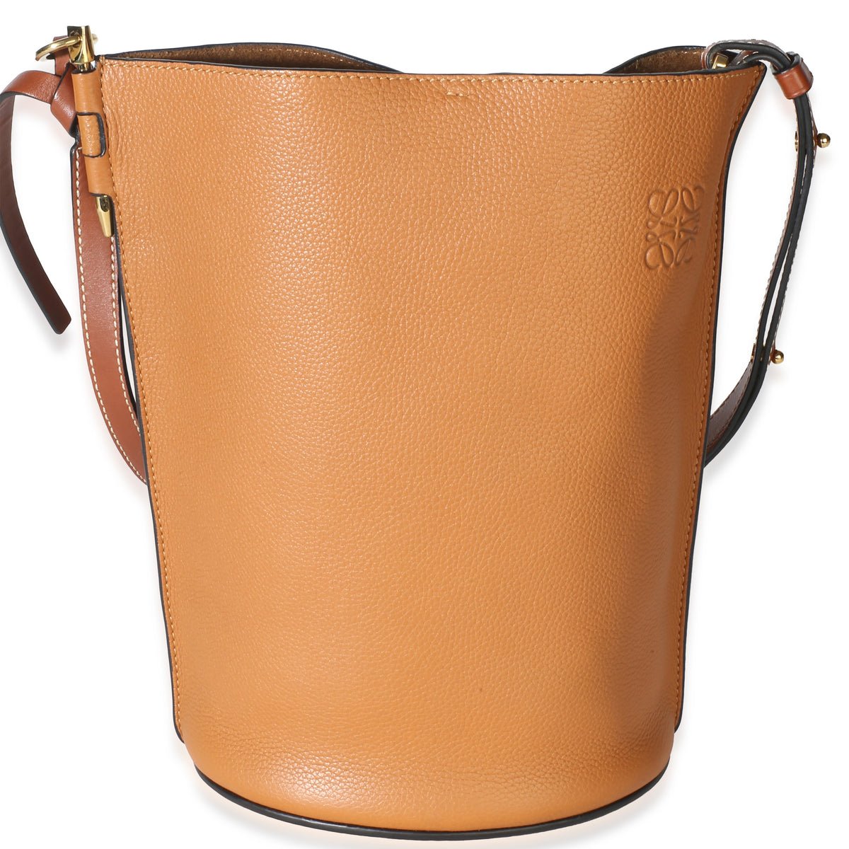 Tan Soft Grained Calfskin Gate Bucket Bag