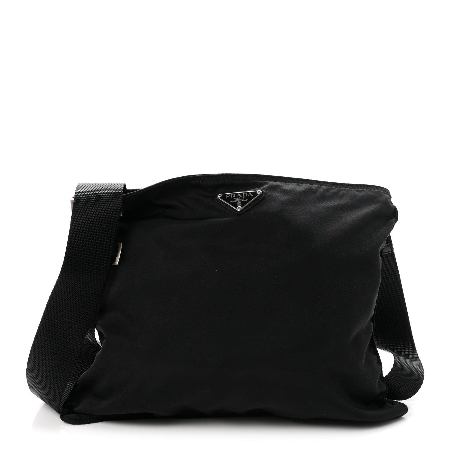 Prada Nylon Vela Flat Messenger Bag Black