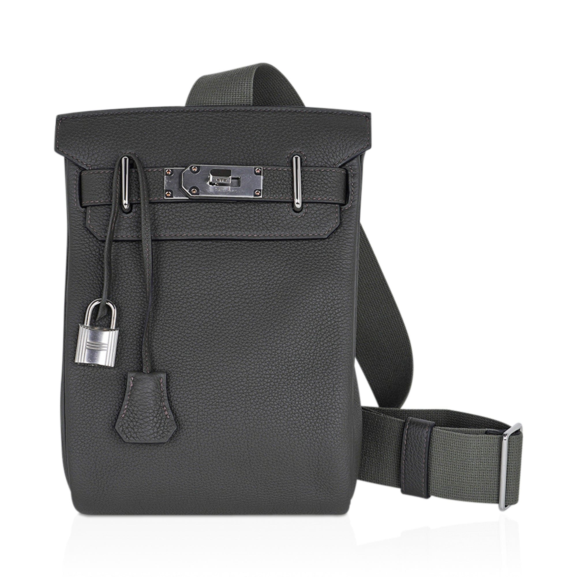 Hermes Hermes Hac a Dos PM Backpack Vert de Gris Togo Leather with Palladium Hardware