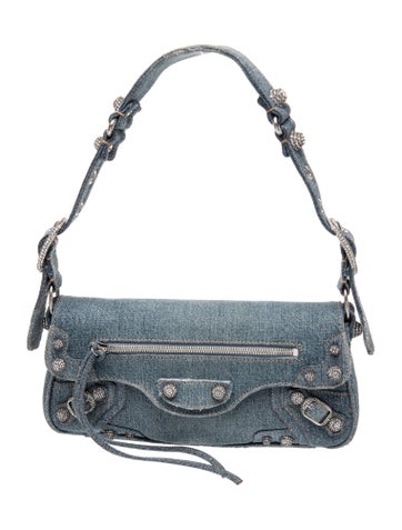 Denim Le Cagole Sling Studded Denim Shoulder Bag 2024
