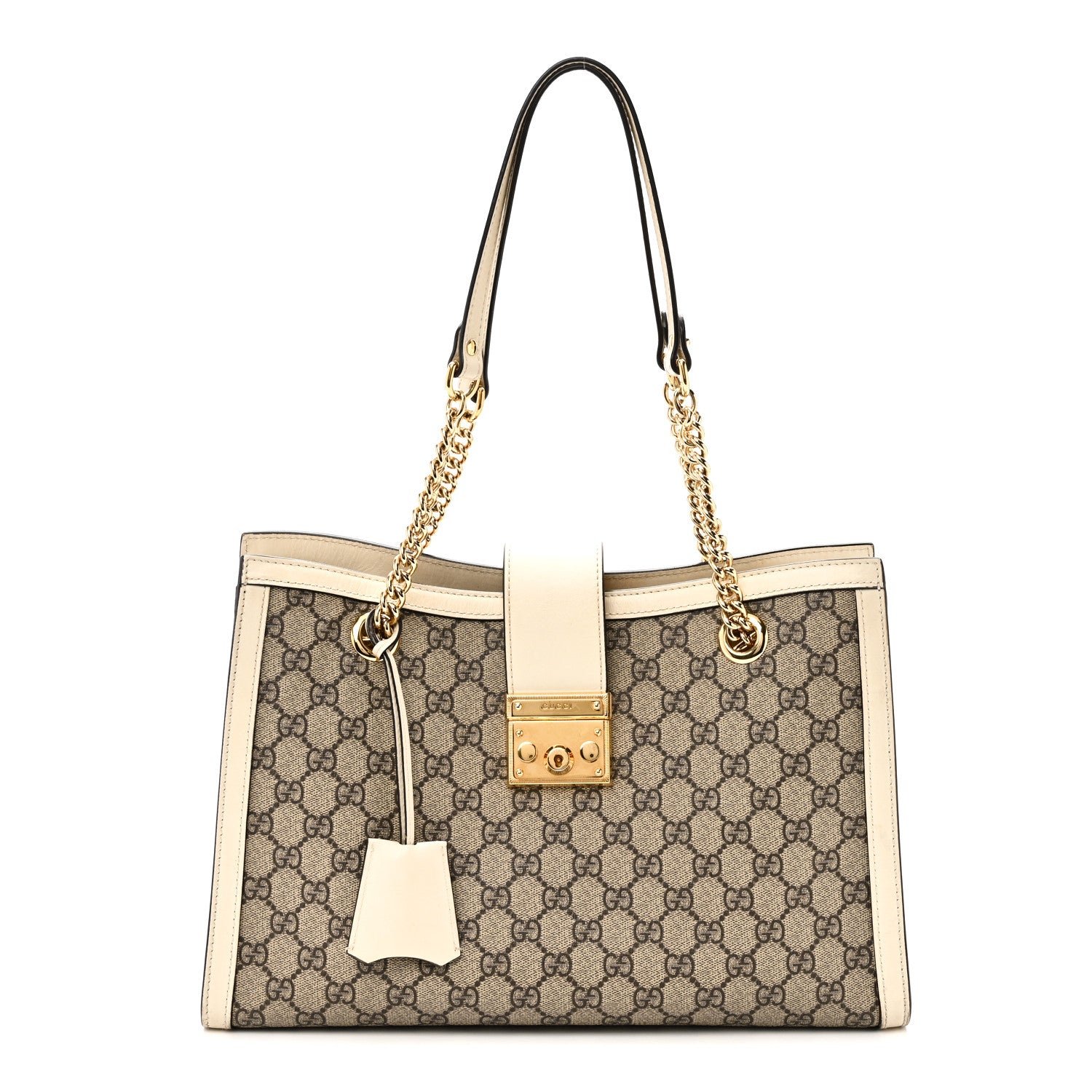Gucci GG Supreme Monogram Medium Padlock Tote White