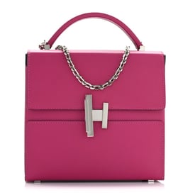 Hermes Madame Calfskin Cinhetic Boxy Top Handle Bag Rose Pourpre