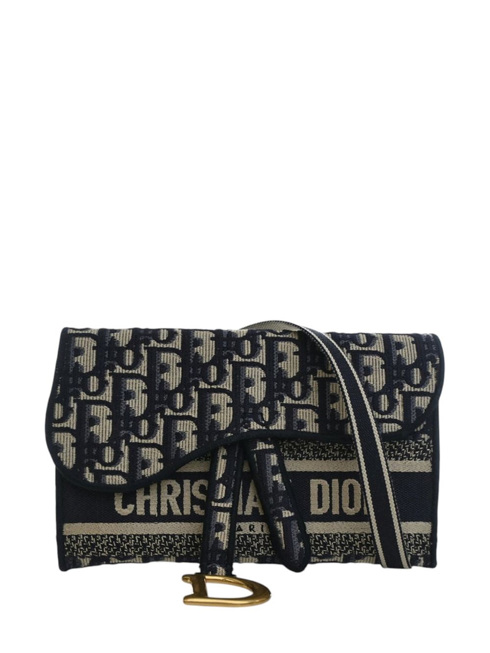 2020 Oblique Canvas Embroidered Saddle Slim Pouch belt bag
