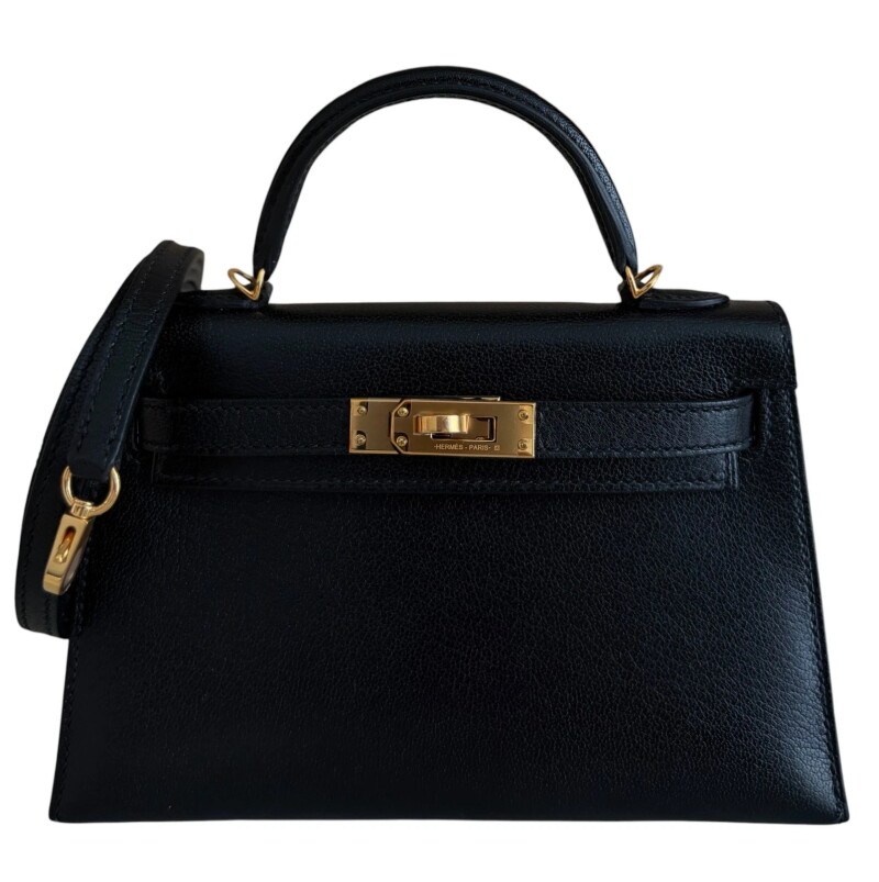 Black Chèvre Coromandel Mini Kelly 20 II Gold Hardware, 2021