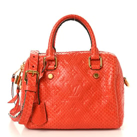 Louis Vuitton Snakeskin Embossed Monogram Speedy Bandouliere 20 Orient