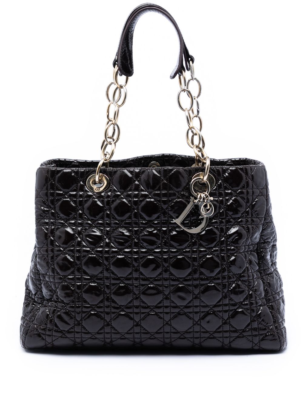 2012 Large Patent Cannage Lady Dior Soft Shopping tote bag