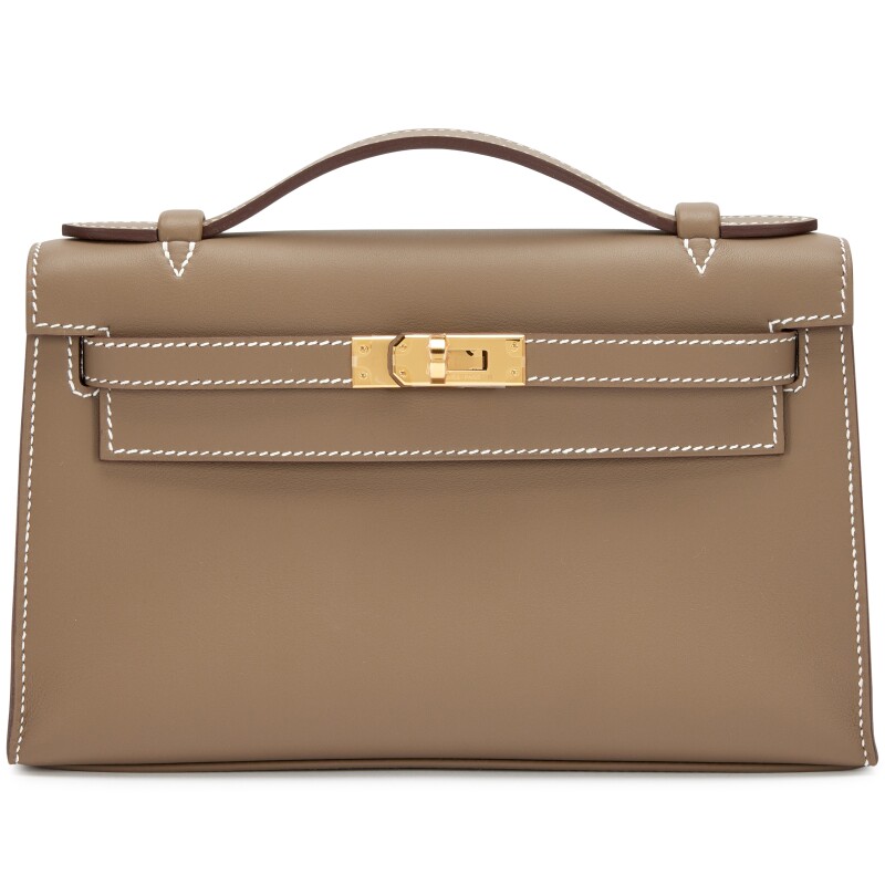 Etoupe Swift Kelly Pochette Gold Hardware, 2025