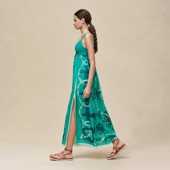 Vert Tourmaline "Ferronnerie Remix" Mixed Materials Beach Dress