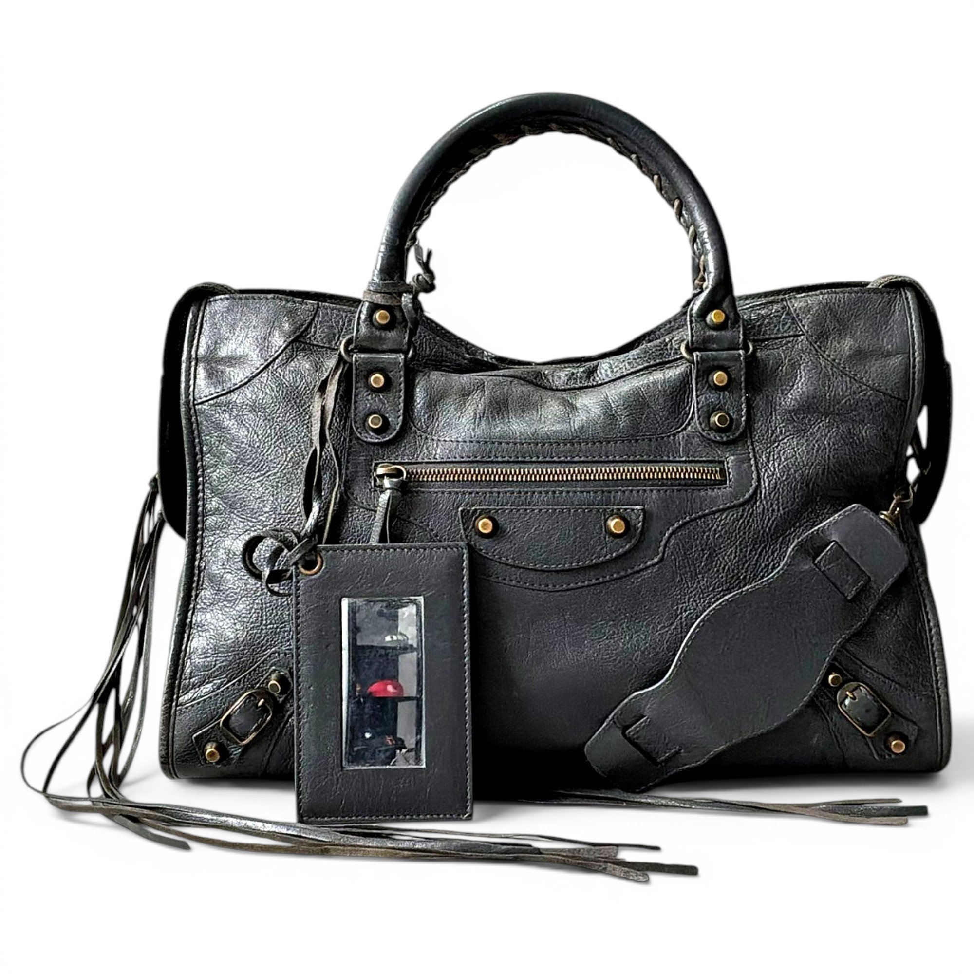 City leather handbag