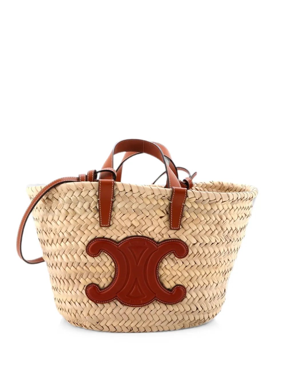 Classic Panier Basket Raffia and Leather Teen tote bag
