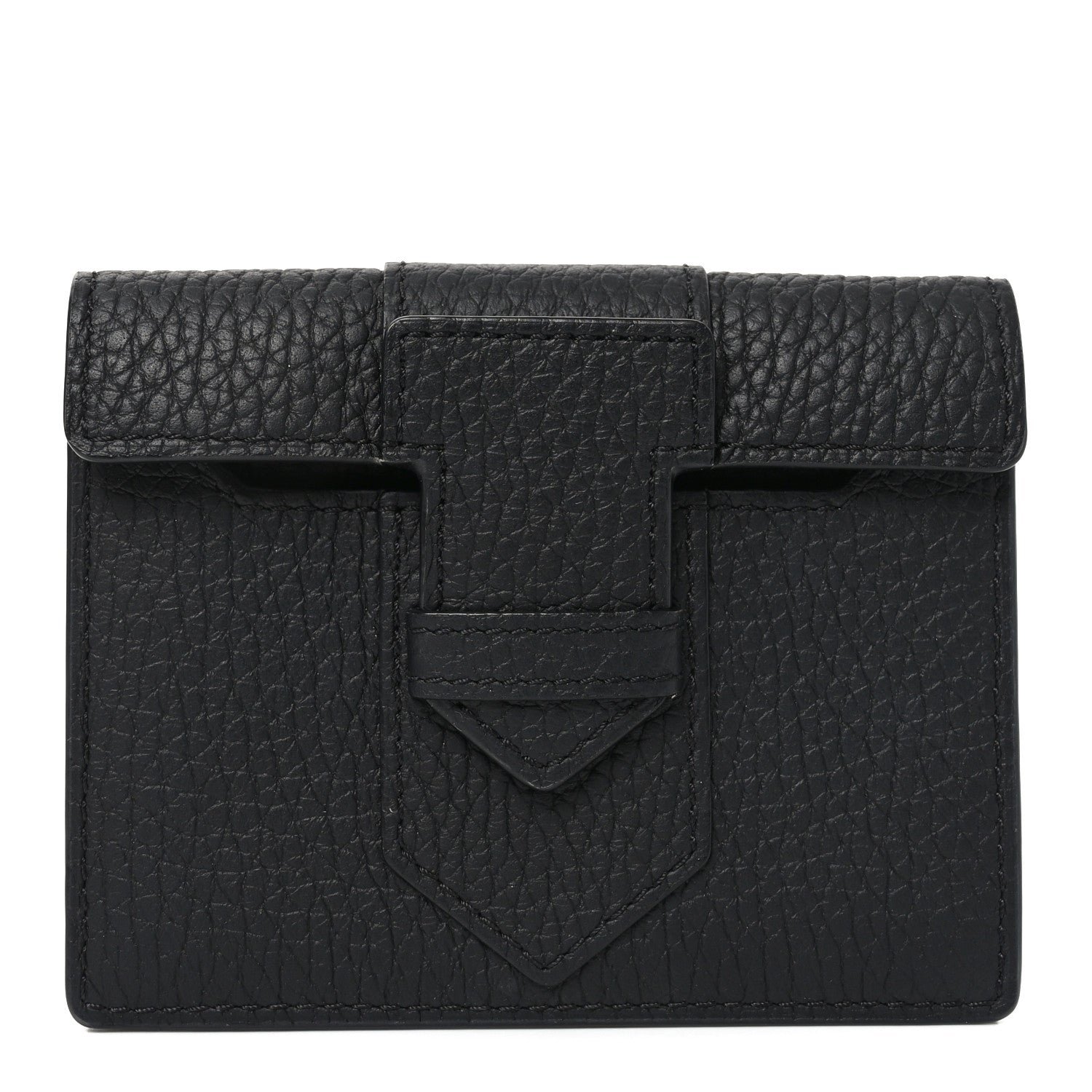Delvaux Taurillon Soft Presse Trifold Wallet Black