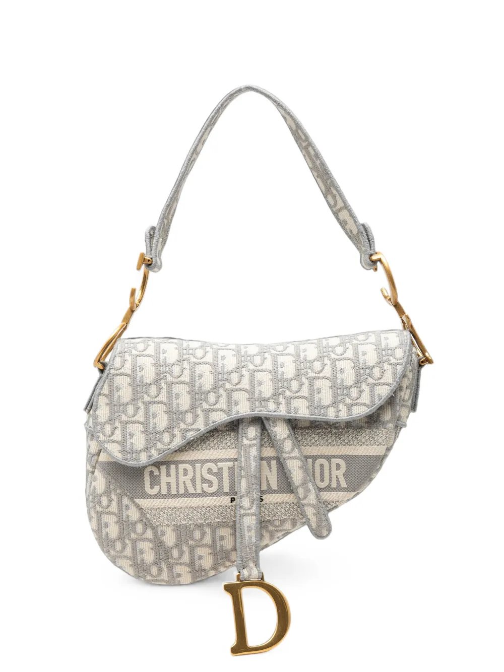 2020 Oblique Embroidered Canvas Saddle Bag shoulder bag