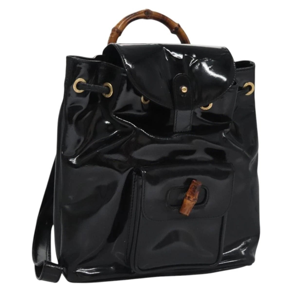 Patent leather backpack