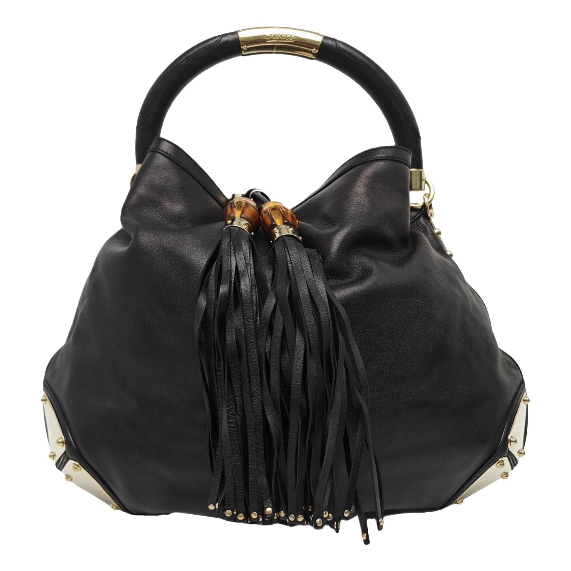 Bamboo Zip Top Handle leather handbag