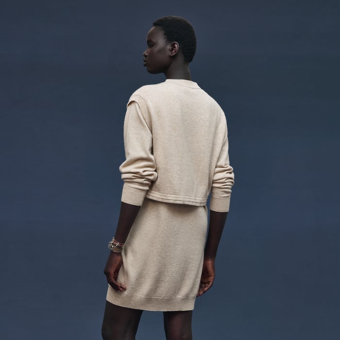 Beige Naturel Mid-length Cashmere Dress