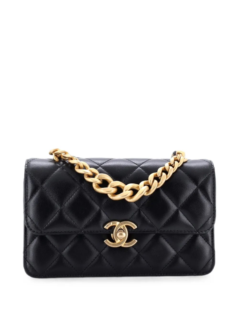 Chain Handle Compartment Flap Bag Quilted Lambskin Mini crossbody bag