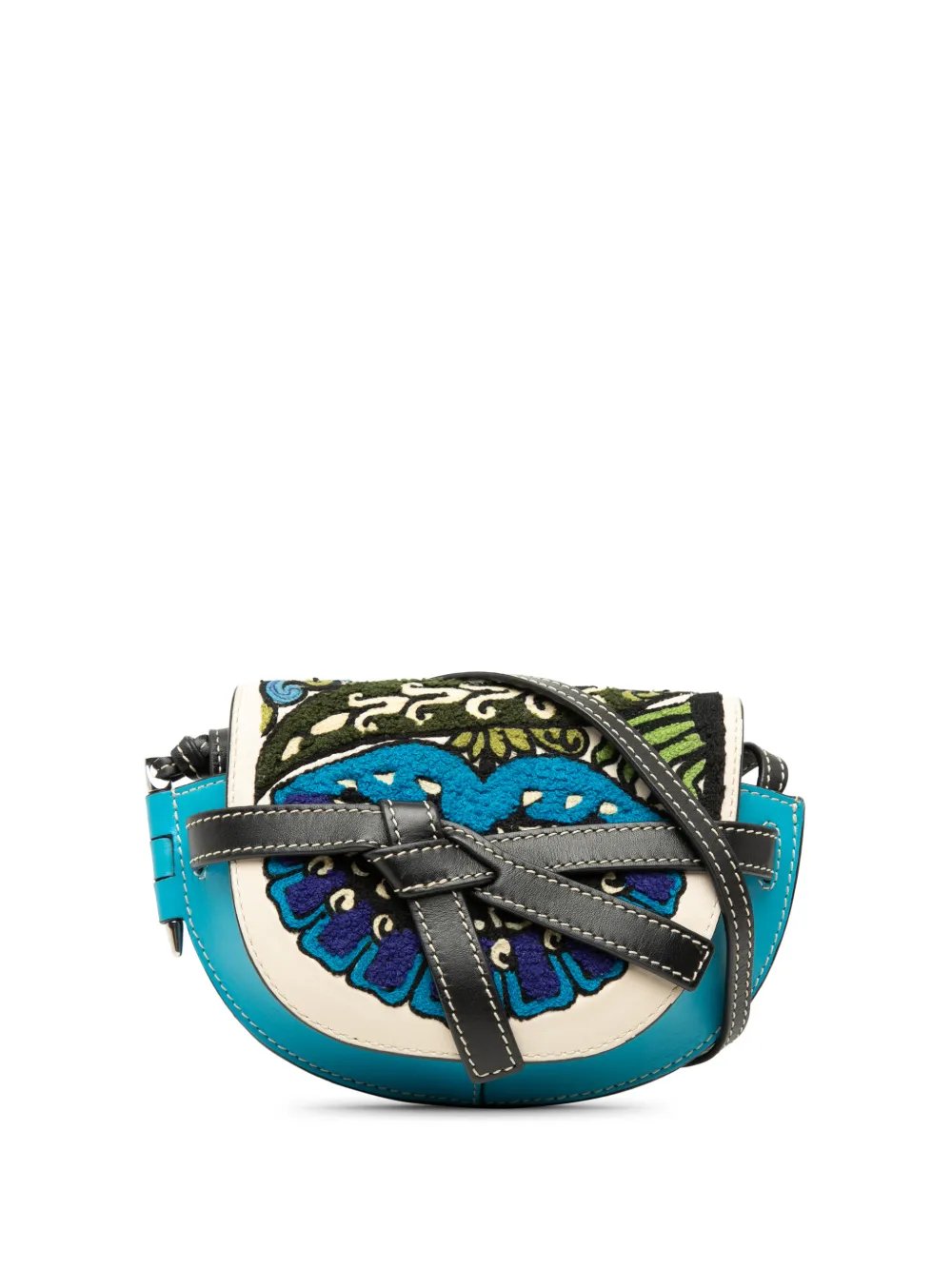 2019 William De Morgan Mini Embroidered Leather Floral Gate crossbody bag