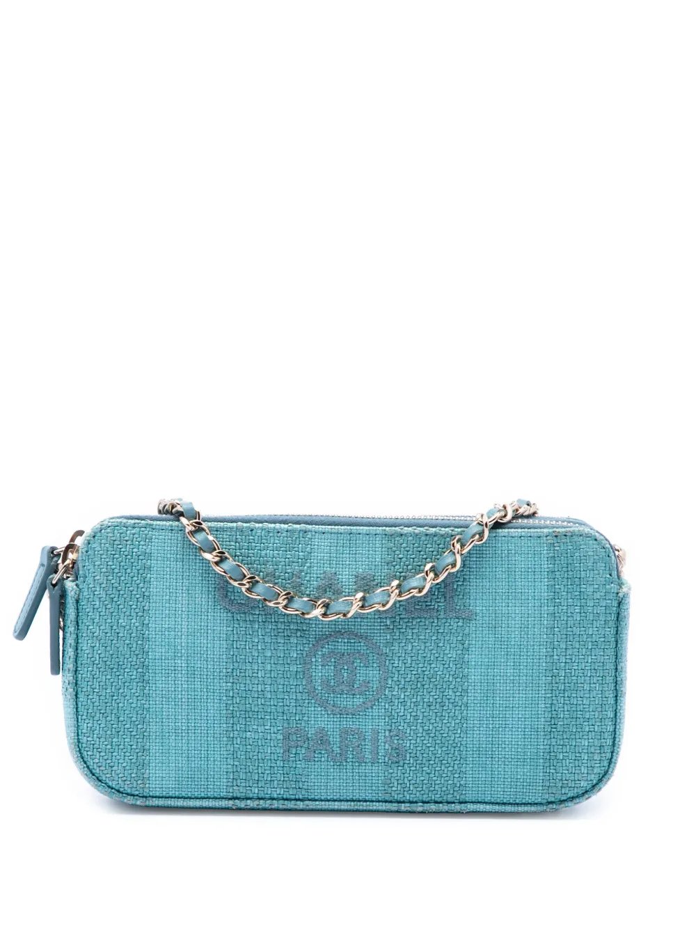 2019 Raffia Deauville Double Zip Clutch with Chain crossbody bag