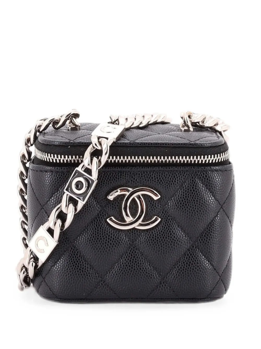 Coco Enamel Strap Vanity Case with Chain Quilted Caviar Mini crossbody bag