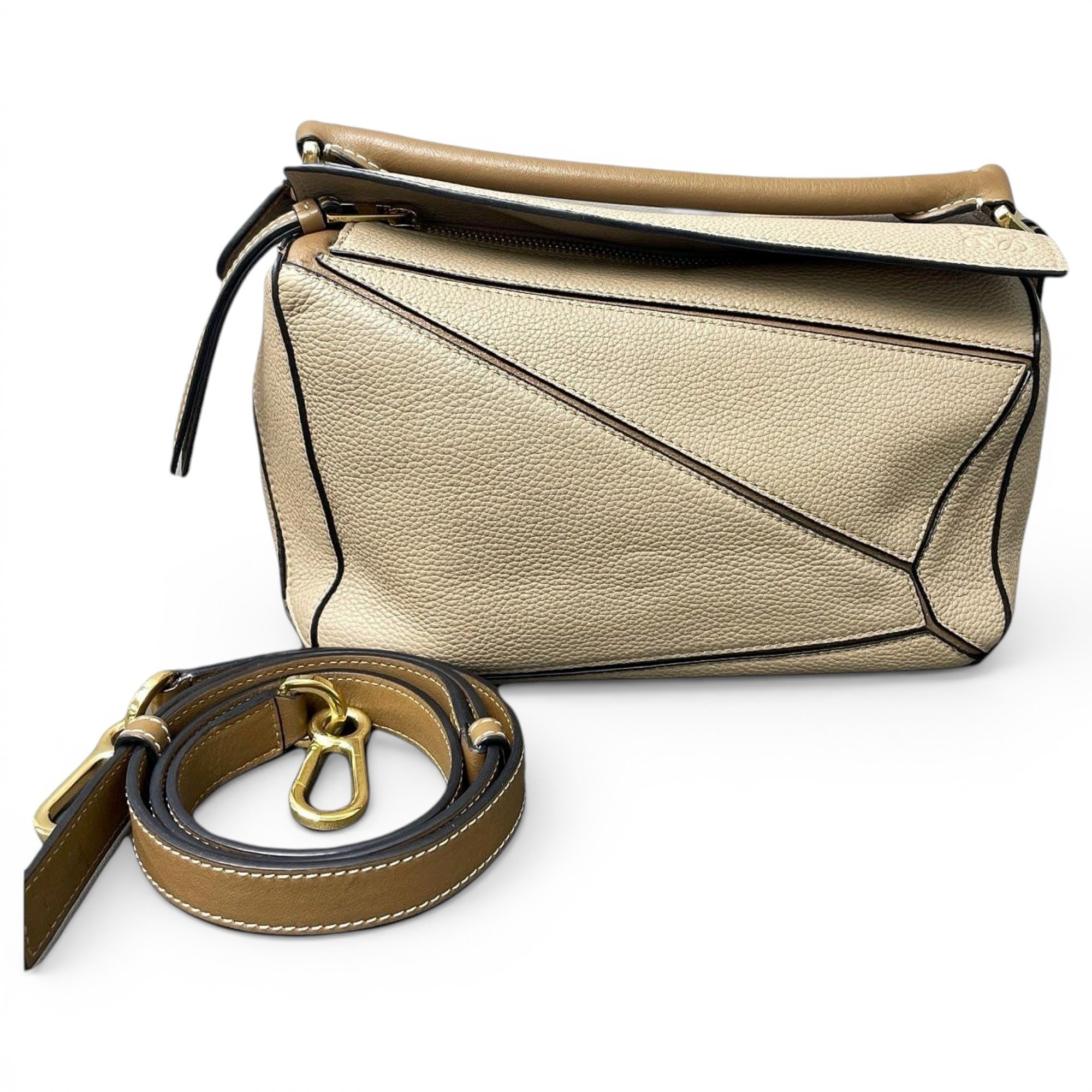 Puzzle leather handbag