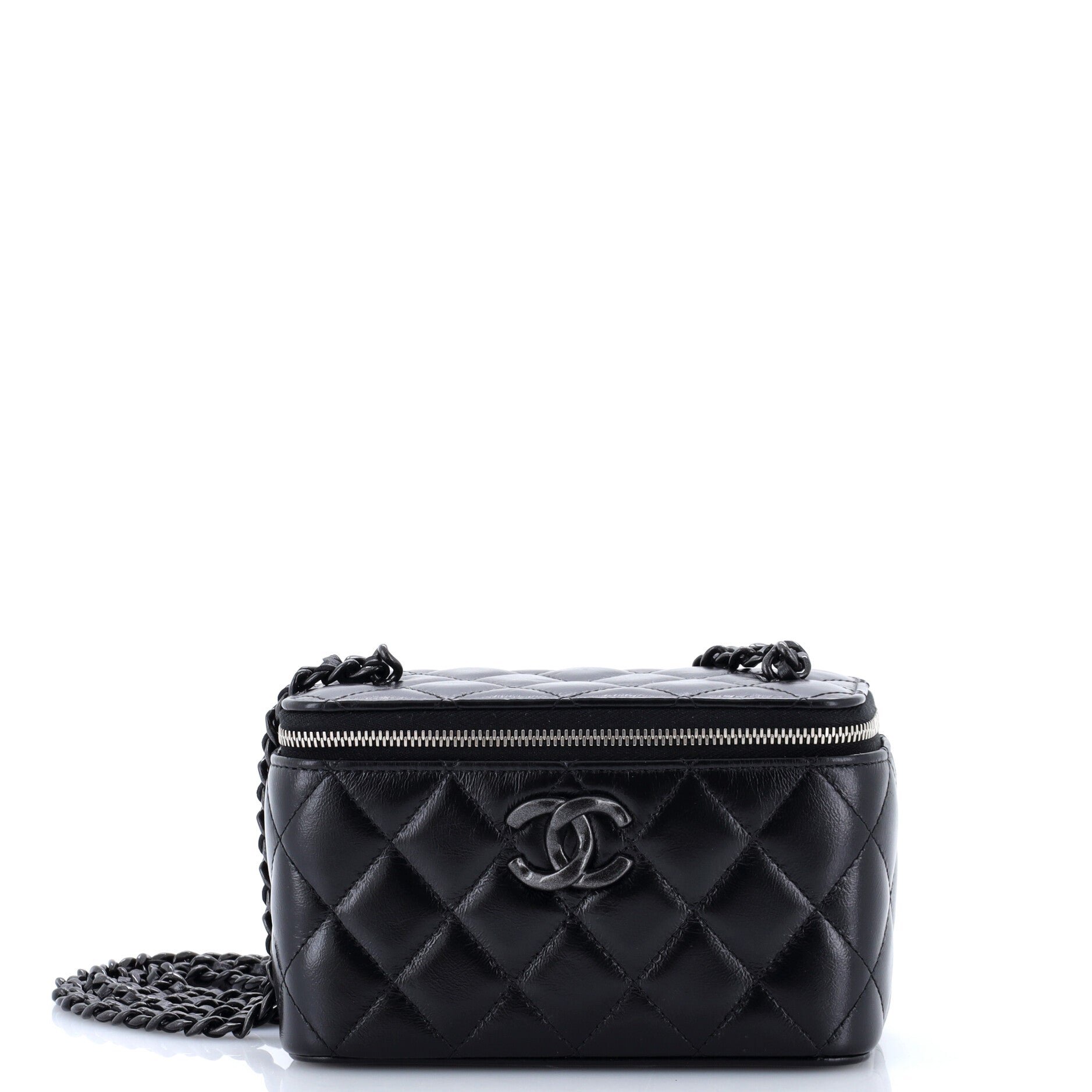 So Black Classic Vanity Case with Chain Quilted Lambskin Small