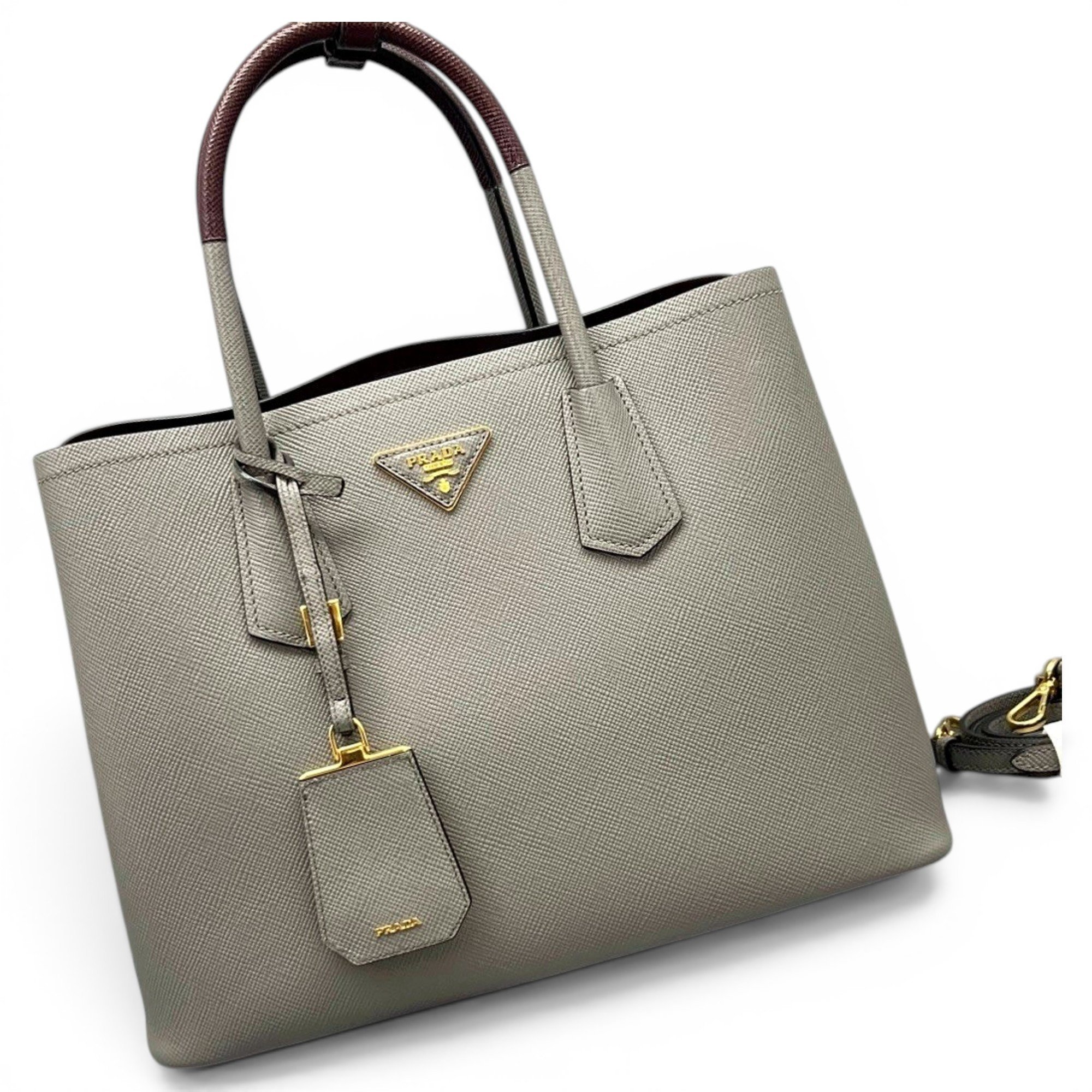 Double leather handbag